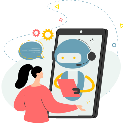 AI Chat illustrated: Conversational agents powered by artificial intelligence for personalized customer interactions and efficient support.